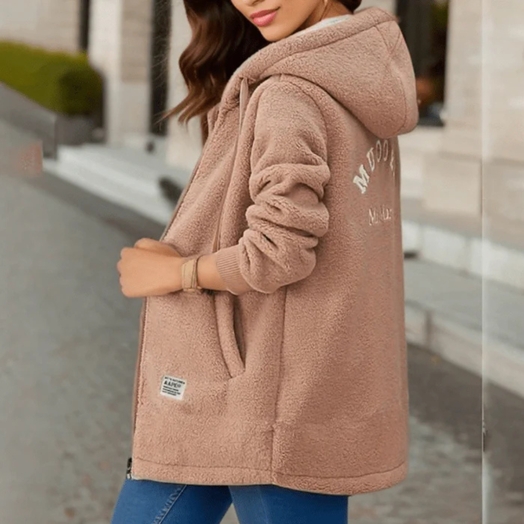 Damen Langarm Winter Warm Kapuze Jacke Lange