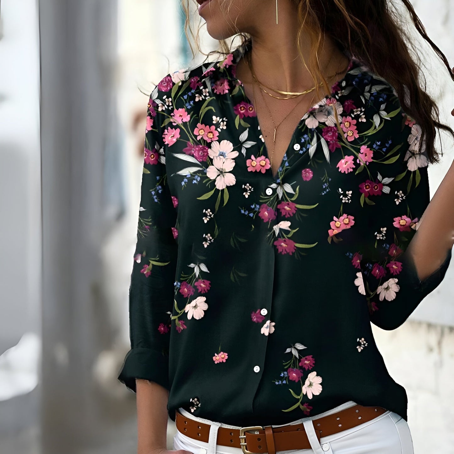 Krissy - Lässig gemusterte Bluse für Frauen - Bequem & Trendy