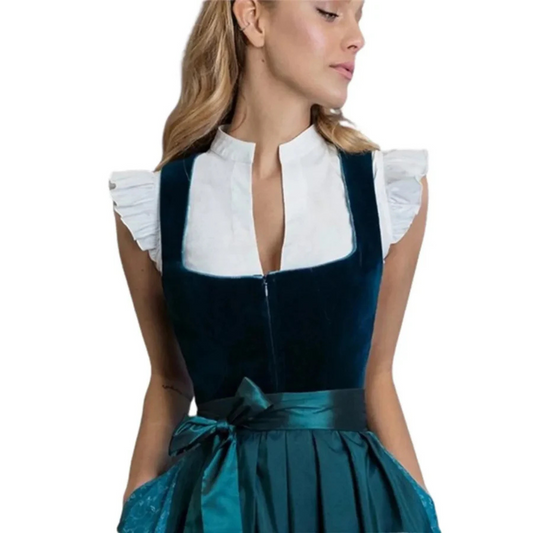 Damen Oktoberfest Rüschenbesatz Bluse Kurze Ärmel