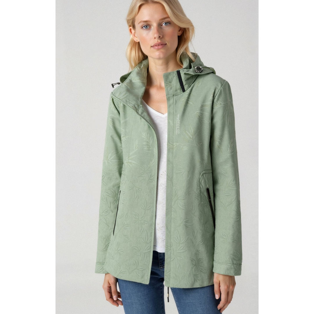 Damen Gedruckt Reißverschluss Winter Jacke Kapuze