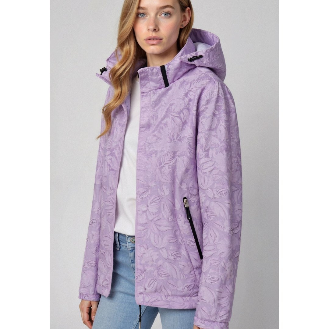 Damen Gedruckt Reißverschluss Winter Jacke Kapuze