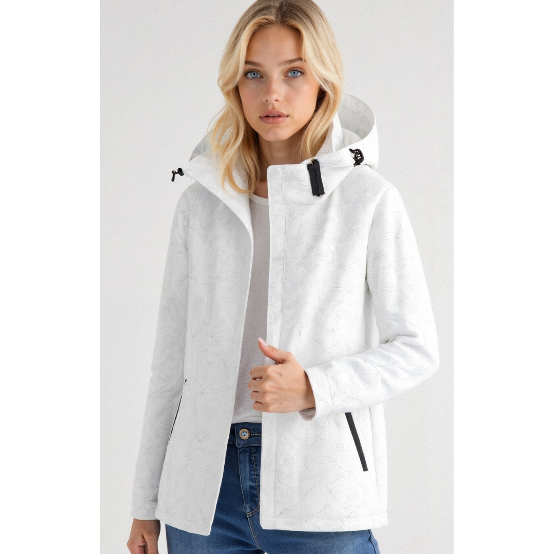 Damen Gedruckt Reißverschluss Winter Jacke Kapuze