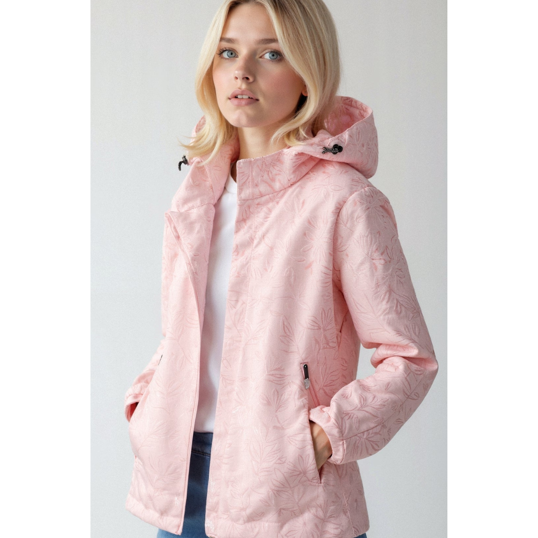 Damen Gedruckt Reißverschluss Winter Jacke Kapuze