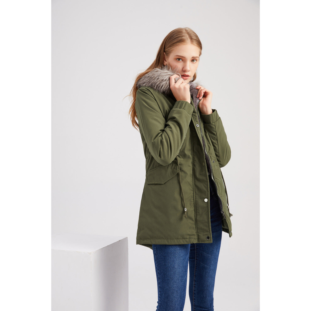 Damen Kapuze Winter Parka Jacke Warme