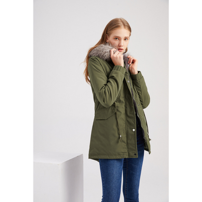 Damen Kapuze Winter Parka Jacke Warme