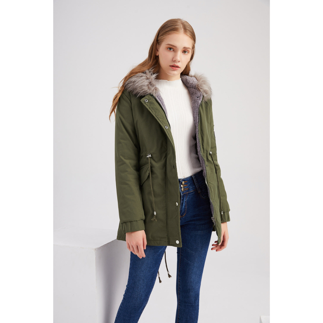Damen Kapuze Winter Parka Jacke Warme