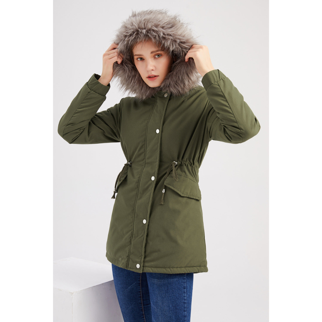 Damen Kapuze Winter Parka Jacke Warme