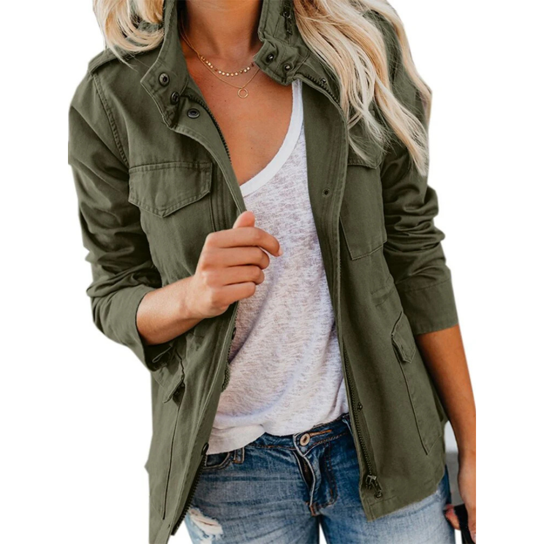 Damen Reißverschluss Lässig Jacke Stilvoll