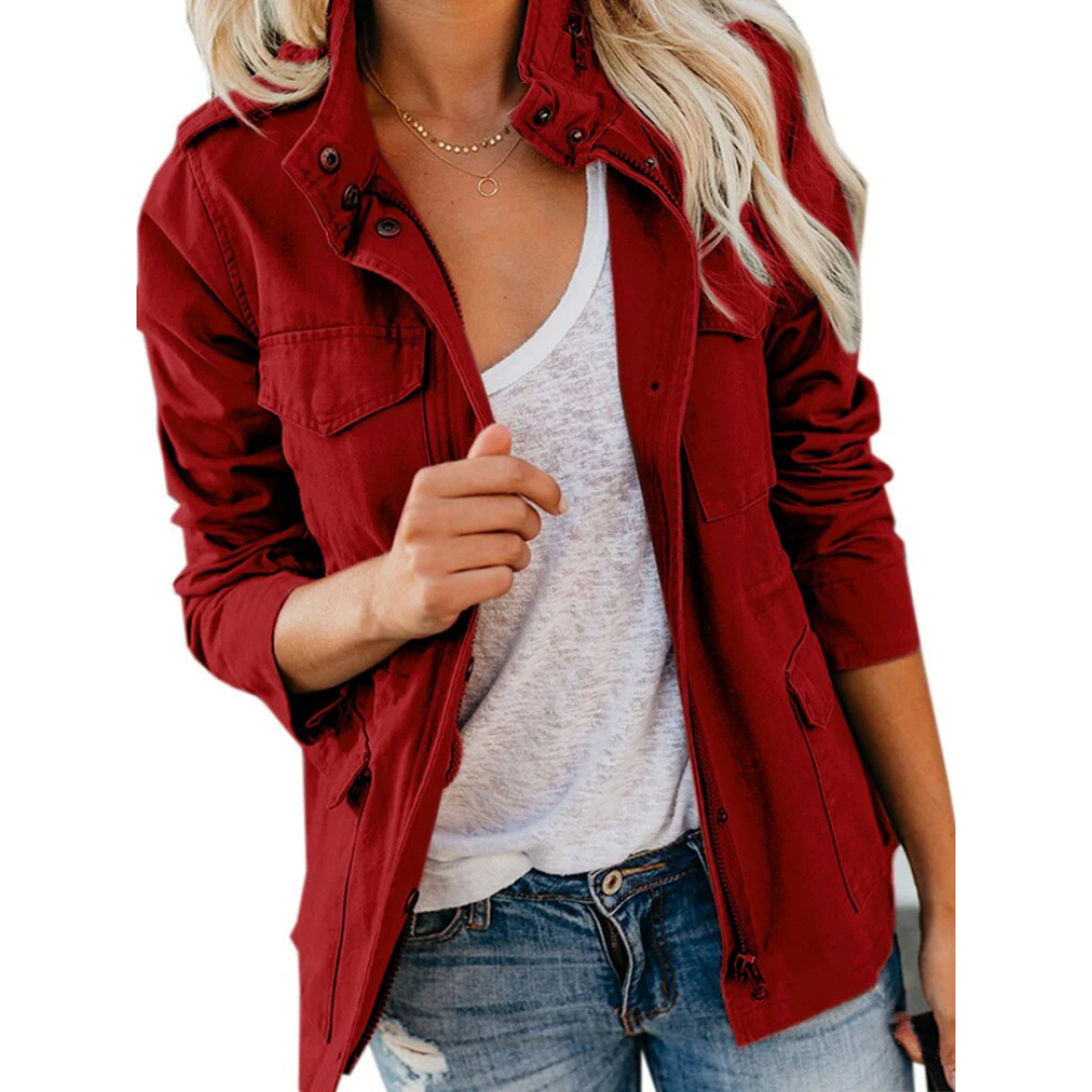 Damen Reißverschluss Lässig Jacke Stilvoll