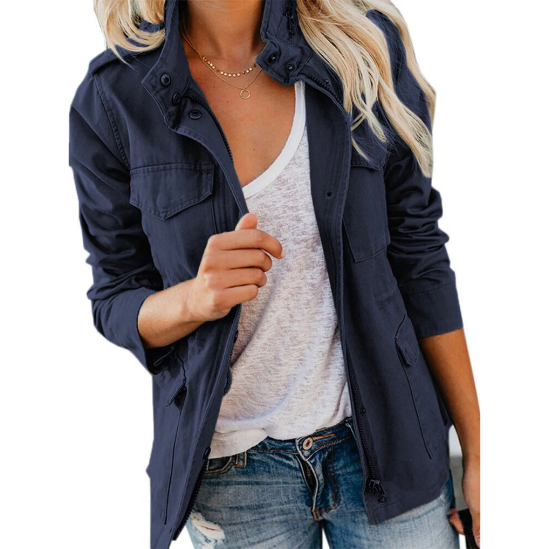 Damen Reißverschluss Lässig Jacke Stilvoll