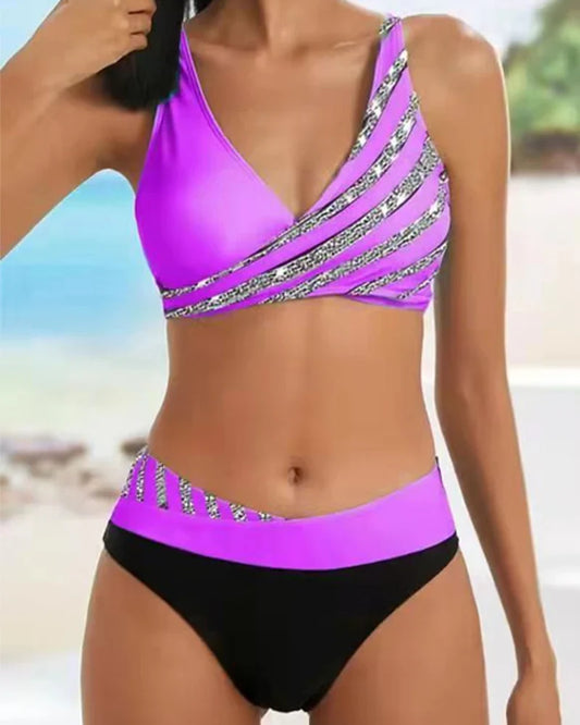 Cheska – Elegantes Bikini-Set für Damen – Gestreift & Bedruckt