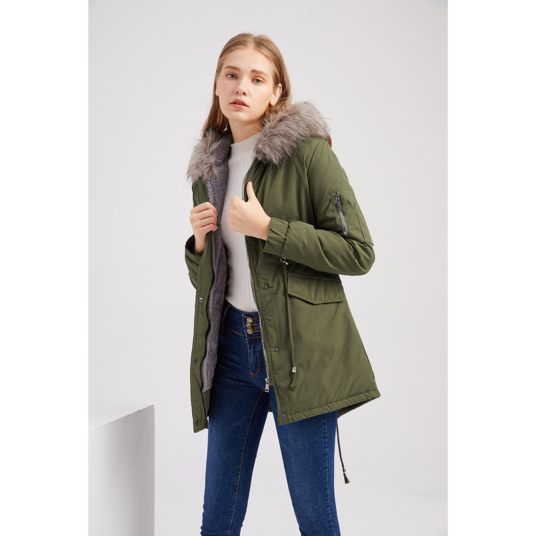 Damen Kapuze Winter Parka Jacke Warme