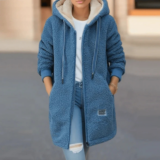 Damen Langarm Winter Warm Kapuze Jacke Lange