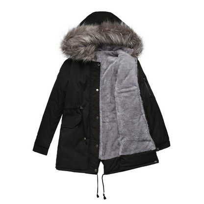 Damen Kapuze Winter Parka Jacke Warme