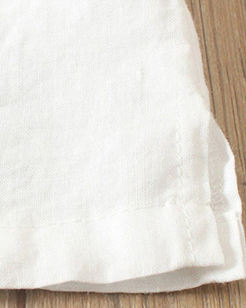 Unifarbenes Kurzarm-Bluse mit Rundhalsausschnitt