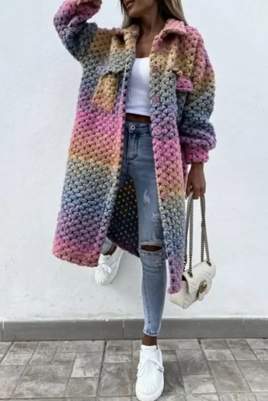 Farbenfroher Damen Strickmantel