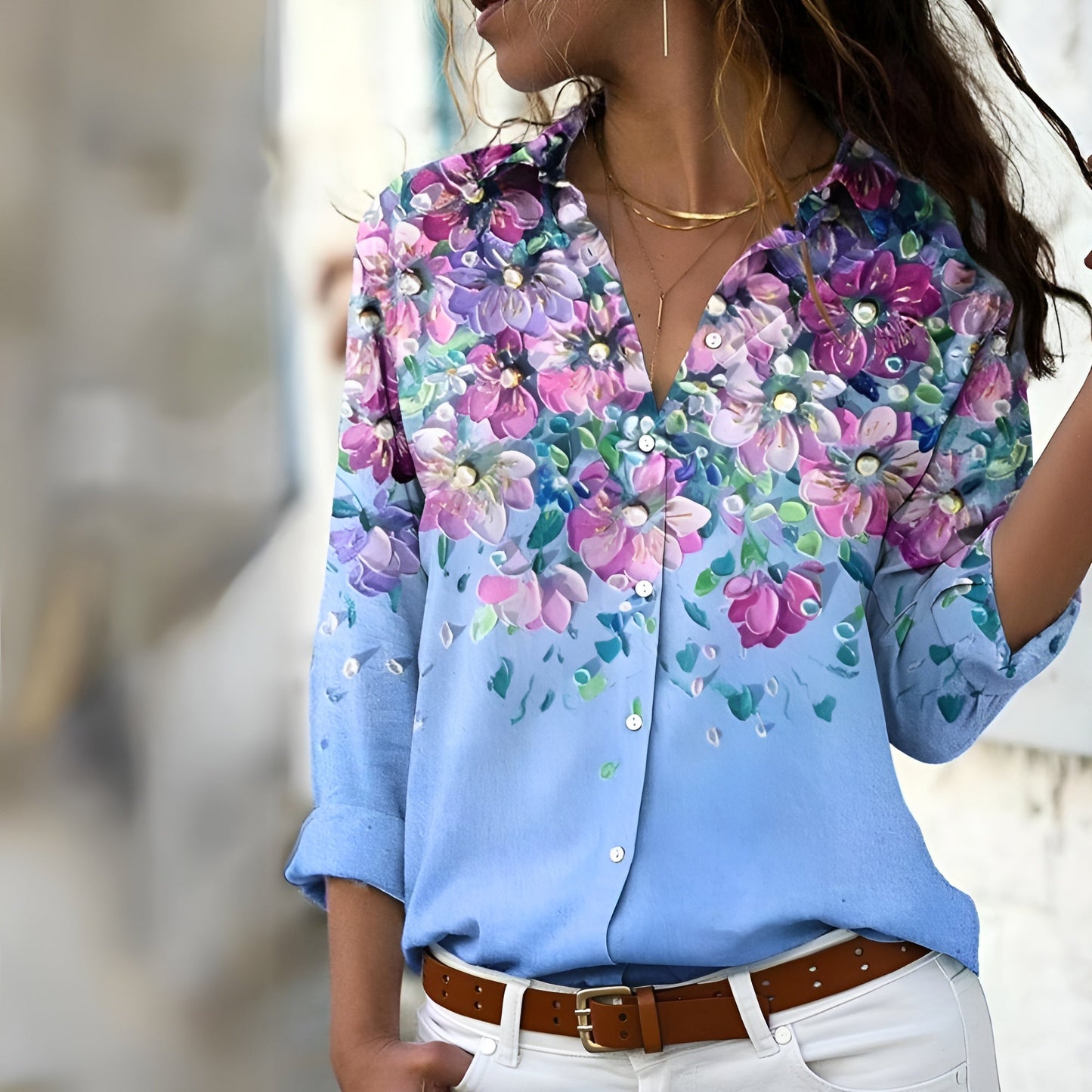 Krissy - Lässig gemusterte Bluse für Frauen - Bequem & Trendy