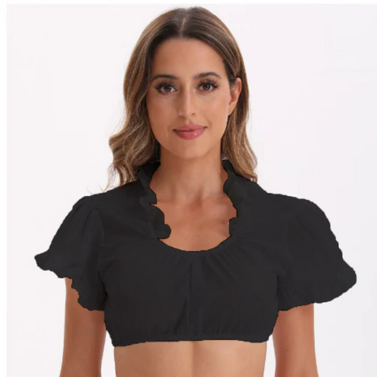 Damen Elegante V Ausschnitt Dirndl Oktoberfest Bluse Kurze Ärmel