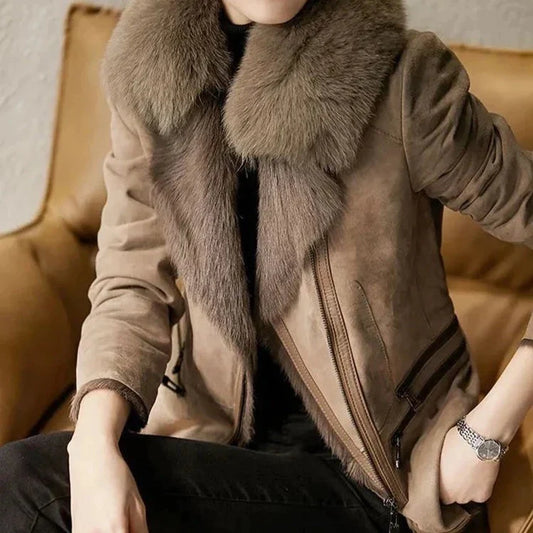 Bélle – Braune Wildlederjacke für Damen – Warm & Stilvoll