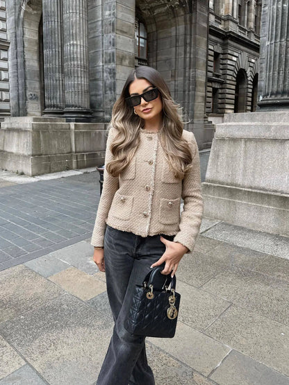 Elegante Cropped Jacke mit Taschen