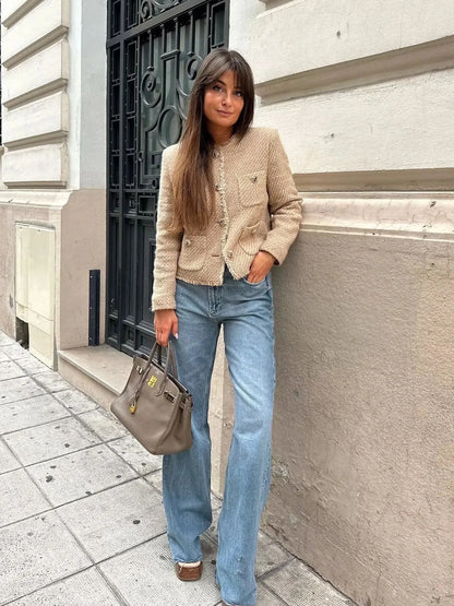 Elegante Cropped Jacke mit Taschen